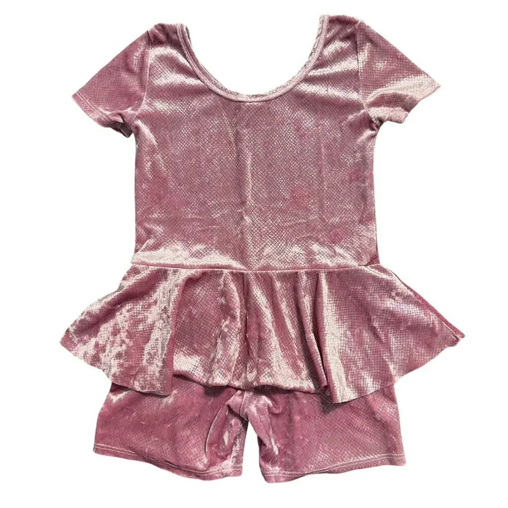 Wild Rich Kids WRK 9/10Y Pink Metallic Velour Skirted Romper